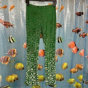 Fashion Brand Company Green Mesh Velvet Wordy Pants